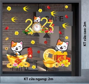 Decal dán tường Tết xuân - vui chào xuân mới Decal dán tường Tết xuân - vui chào xuân mới