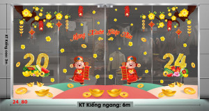 Decal dán tường Tết xuân -Hai ông thần dưới cành mai vàng Decal dán tường Tết xuân -Hai ông thần dưới cành mai vàng