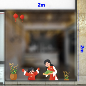 Decal dán tường Tết xuân- Bé được lì xì Decal dán tường Tết xuân- Bé được lì xì