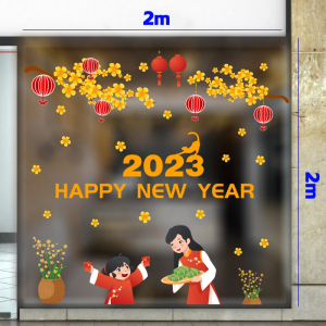 Decal dán tường Tết xuân- Bé và mẹ khoe áo mới mừng xuân Decal dán tường Tết xuân- Bé và mẹ khoe áo mới mừng xuân