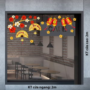 Decal dán tường Tết xuân- Cành đào đỏ tết Decal dán tường Tết xuân- Cành đào đỏ tết