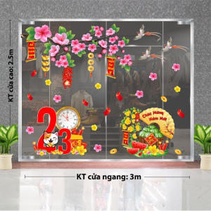 Decal dán tường Tết xuân- cành hoa đào trong nắng xuân Decal dán tường Tết xuân- cành hoa đào trong nắng xuân
