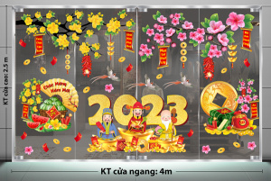 Decal dán tường Tết xuân -cành mai đào khoe sắc Decal dán tường Tết xuân -cành mai đào khoe sắc