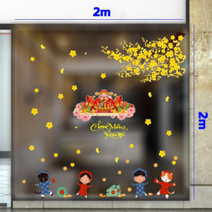 Decal dán tường Tết xuân -Cành mai xuân thắm đón tết xuân Decal dán tường Tết xuân -Cành mai xuân thắm đón tết xuân