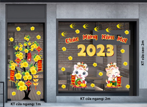 Decal dán tường Tết xuân -chúc mừng năm mới 2023