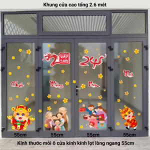 Decal dán tường Tết xuân -combo 4 cánh cửa nhỏ Decal dán tường Tết xuân -combo 4 cánh cửa nhỏ