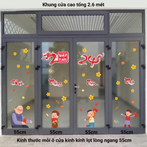 Decal dán tường Tết xuân- Decal dán tết cửa 4 cánh