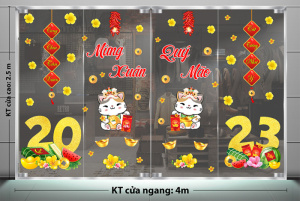 Decal dán tường Tết xuân- Đôi mèo dễ thường chào xuân mới Decal dán tường Tết xuân- Đôi mèo dễ thường chào xuân mới