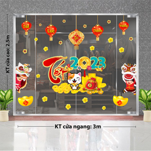 Decal dán tường Tết xuân- Múa lân mừng tết 2023 Decal dán tường Tết xuân- Múa lân mừng tết 2023