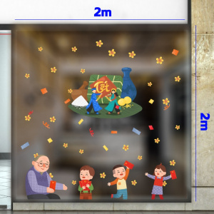 Decal dán tường Tết xuân- Ông lì xi cháu Decal dán tường Tết xuân- Ông lì xi cháu