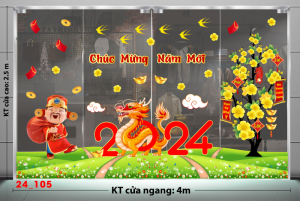 Decal dán tường Tết xuân -Tết 105 thần tài đến Decal dán tường Tết xuân -Tết 105 thần tài đến