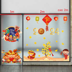 Decal dán tường Tết xuân- Tết 2024 lồng đèn Decal dán tường Tết xuân- Tết 2024 lồng đèn