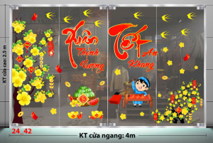 Decal dán tường Tết xuân -Tết 42 hoa mai vàng Decal dán tường Tết xuân -Tết 42 hoa mai vàng