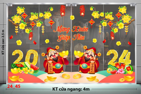 Decal dán tường Tết xuân- Tết 45 Hai cành mai lớn 4m Decal dán tường Tết xuân- Tết 45 Hai cành mai lớn 4m