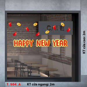 Decal dán tường Tết xuân -Tết 504A Happy New Year