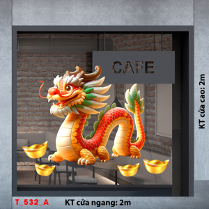 Decal dán tường Tết xuân -Tết 532A Rồng vàng Decal dán tường Tết xuân -Tết 532A Rồng vàng
