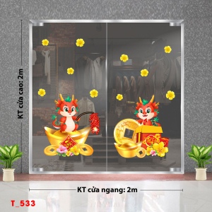 Decal dán tường Tết xuân -Tết 533 hai chú rồng Decal dán tường Tết xuân -Tết 533 hai chú rồng