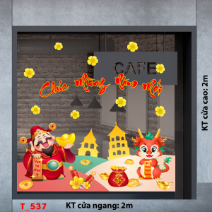 Decal dán tường Tết xuân -Tết 537 thần tài  Decal dán tường Tết xuân -Tết 537 thần tài