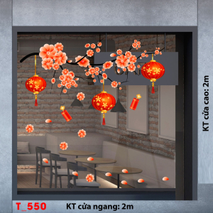 Decal dán tường Tết xuân -Tết 550 cành đào đỏ Decal dán tường Tết xuân -Tết 550 cành đào đỏ