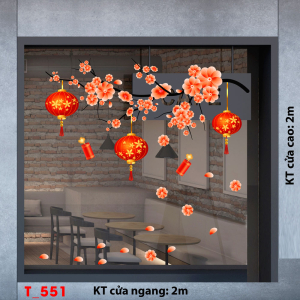 Decal dán tường Tết xuân -Tết 551 cành đào đỏ Decal dán tường Tết xuân -Tết 551 cành đào đỏ