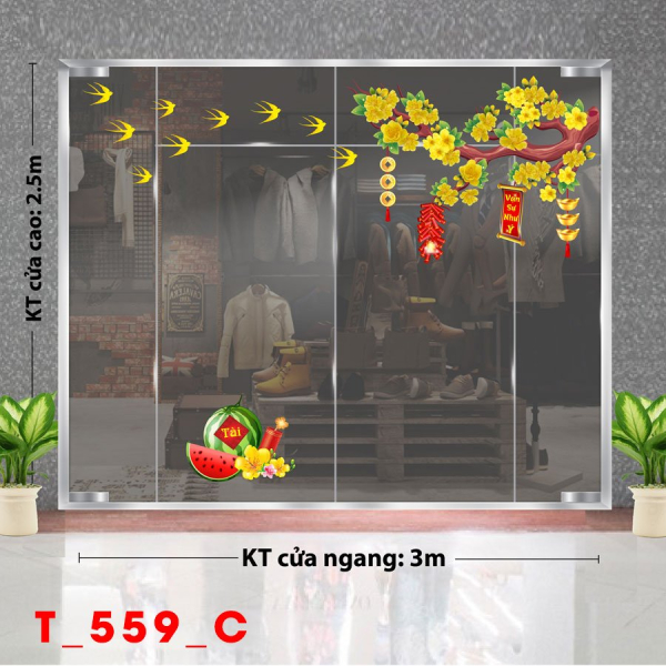 Decal dán tường Decal Tết xuân 2025 -Tết 559C Decal dán tường Decal Tết xuân 2025 -Tết 559C