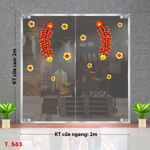 Decal dán tường Tết xuân -Tết 563 pháo đỏ Decal dán tường Tết xuân -Tết 563 pháo đỏ
