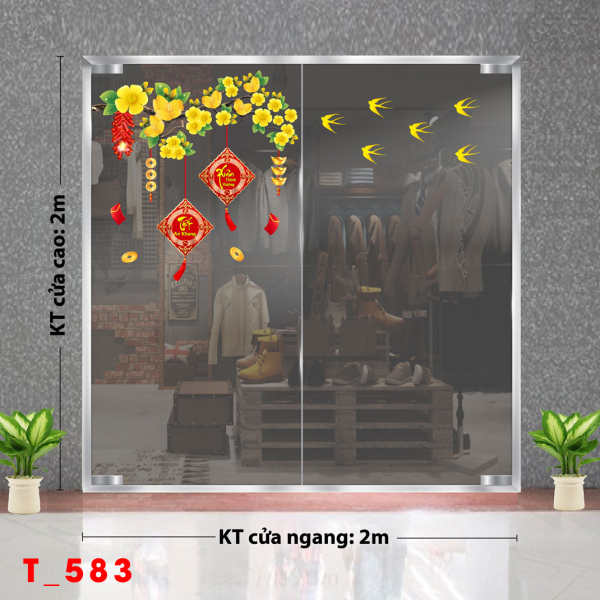 Decal dán tường Tết xuân -Tết 583 hoa  mai