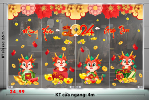 Decal dán tường Tết xuân -Tết 99 rồng vàng may mắn Decal dán tường Tết xuân -Tết 99 rồng vàng may mắn