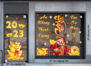 Decal dán tường Tết xuân- Thần tài mang may mắn tới Decal dán tường Tết xuân- Thần tài mang may mắn tới