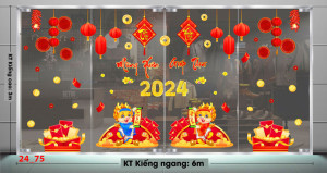 Decal dán tường Tết xuân -chúc mừng năm mới 2024