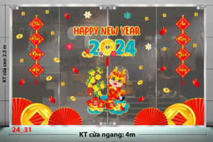 Decal dán tường Tết xuân -vui xuân mới năm 2024 Decal dán tường Tết xuân -vui xuân mới năm 2024