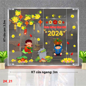 Decal dán tường Tết xuân - Bé vui bên bánh chưng tết Decal dán tường Tết xuân - Bé vui bên bánh chưng tết