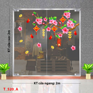 Decal dán tường Tết xuân -Cành đào xuân thịnh vượng 1 Decal dán tường Tết xuân -Cành đào xuân thịnh vượng 1