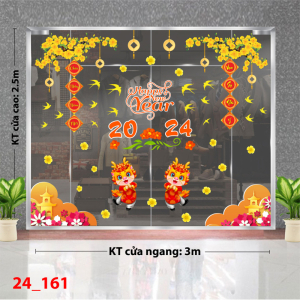 Decal dán tường Tết xuân 161 hai cành mai Decal dán tường Tết xuân 161 hai cành mai