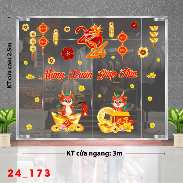 Decal dán tường Tết xuân 173 Decal dán tường Tết xuân 173
