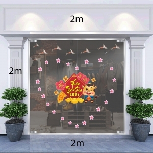 Decal dán tường Tết xuân 2021-Đào nở trái tim đón xuân Decal dán tường Tết xuân 2021-Đào nở trái tim đón xuân