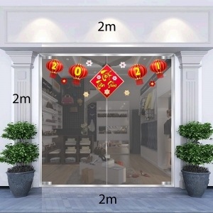 Decal dán tường Tết xuân 2021-Lồng đèn xuân 2021