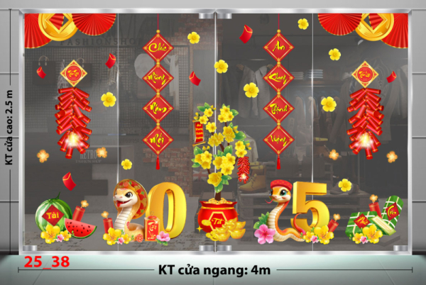Decal dán tường Decal Tết xuân 2025 - Combo 38 Decal dán tường Decal Tết xuân 2025 - Combo 38