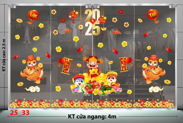 Decal dán tường Decal Tết xuân 2025 - Combo 33 Decal dán tường Decal Tết xuân 2025 - Combo 33