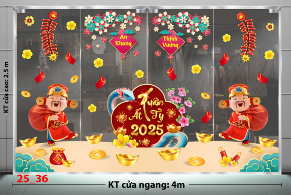 Decal dán tường Decal Tết xuân 2025 - Combo 36