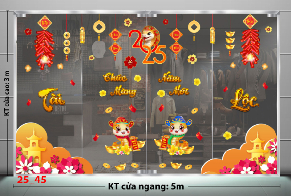 Decal dán tường Decal Tết xuân 2025 - Combo Tết 45 Decal dán tường Decal Tết xuân 2025 - Combo Tết 45
