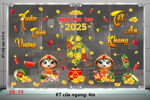 Decal dán tường Decal Tết xuân 2025 -combo 13 Decal dán tường Decal Tết xuân 2025 -combo 13