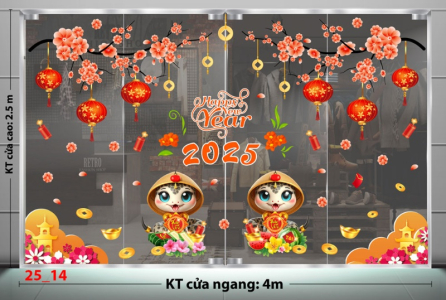 Decal dán tường Decal Tết xuân 2025 -combo 14 Decal dán tường Decal Tết xuân 2025 -combo 14