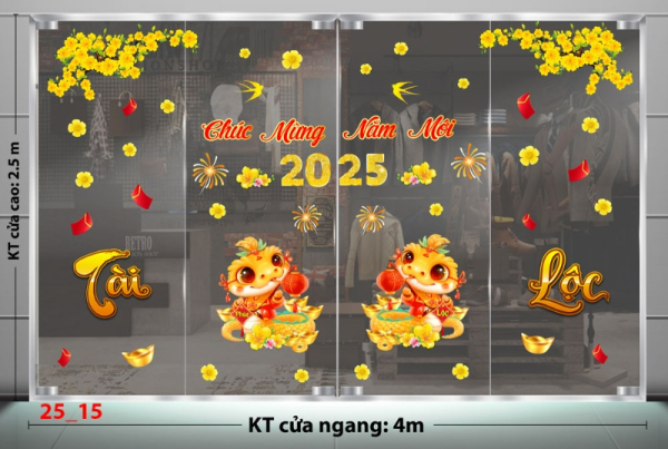 Decal dán tường Decal Tết xuân 2025 -Combo 15 Decal dán tường Decal Tết xuân 2025 -Combo 15