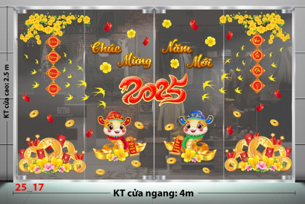 Decal dán tường Decal Tết xuân 2025  -Combo 17