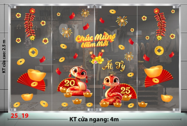 Decal dán tường Decal Tết xuân 2025  -combo 19 Decal dán tường Decal Tết xuân 2025  -combo 19