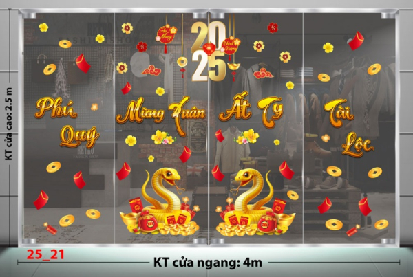 Decal dán tường Decal Tết xuân 2025 -combo 21 Decal dán tường Decal Tết xuân 2025 -combo 21