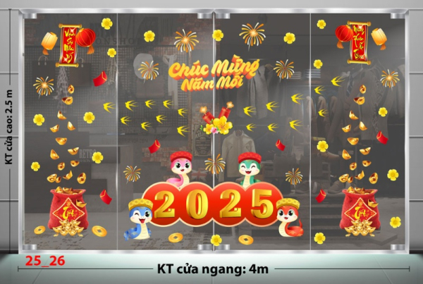 Decal dán tường Decal Tết xuân 2025 -Combo 26 Decal dán tường Decal Tết xuân 2025 -Combo 26