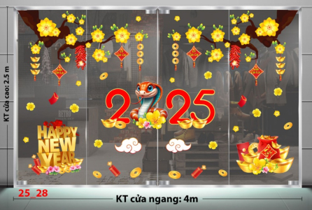 Decal dán tường Decal Tết xuân 2025 -Combo 28 Decal dán tường Decal Tết xuân 2025 -Combo 28