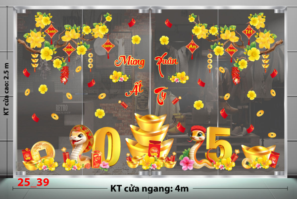 Decal dán tường Decal Tết xuân 2025 -Combo 39 Decal dán tường Decal Tết xuân 2025 -Combo 39